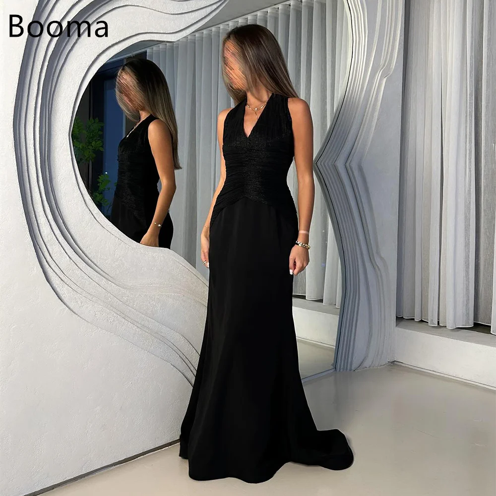 

Booma Mermaid V-Neck Simple Black Evening Dresses Formal Party Gowns for Women Sleeveless Elegant Prom Gown Customize 2025