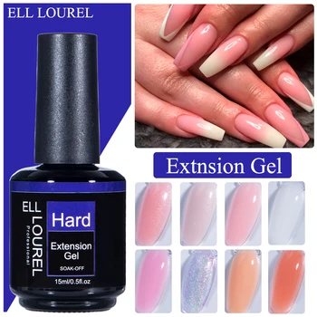 ELL LOUREL Hard Gel เล็บโปแลนด์15ML UV Biab Builder Extension Gellak ในขวด Leveling เล็บ Glitter poly Nail Art