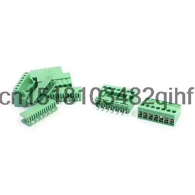 5 Pcs 3.96mm Pitch 7-Pin Through Hole Mounting PCB Screw Terminal Block Green