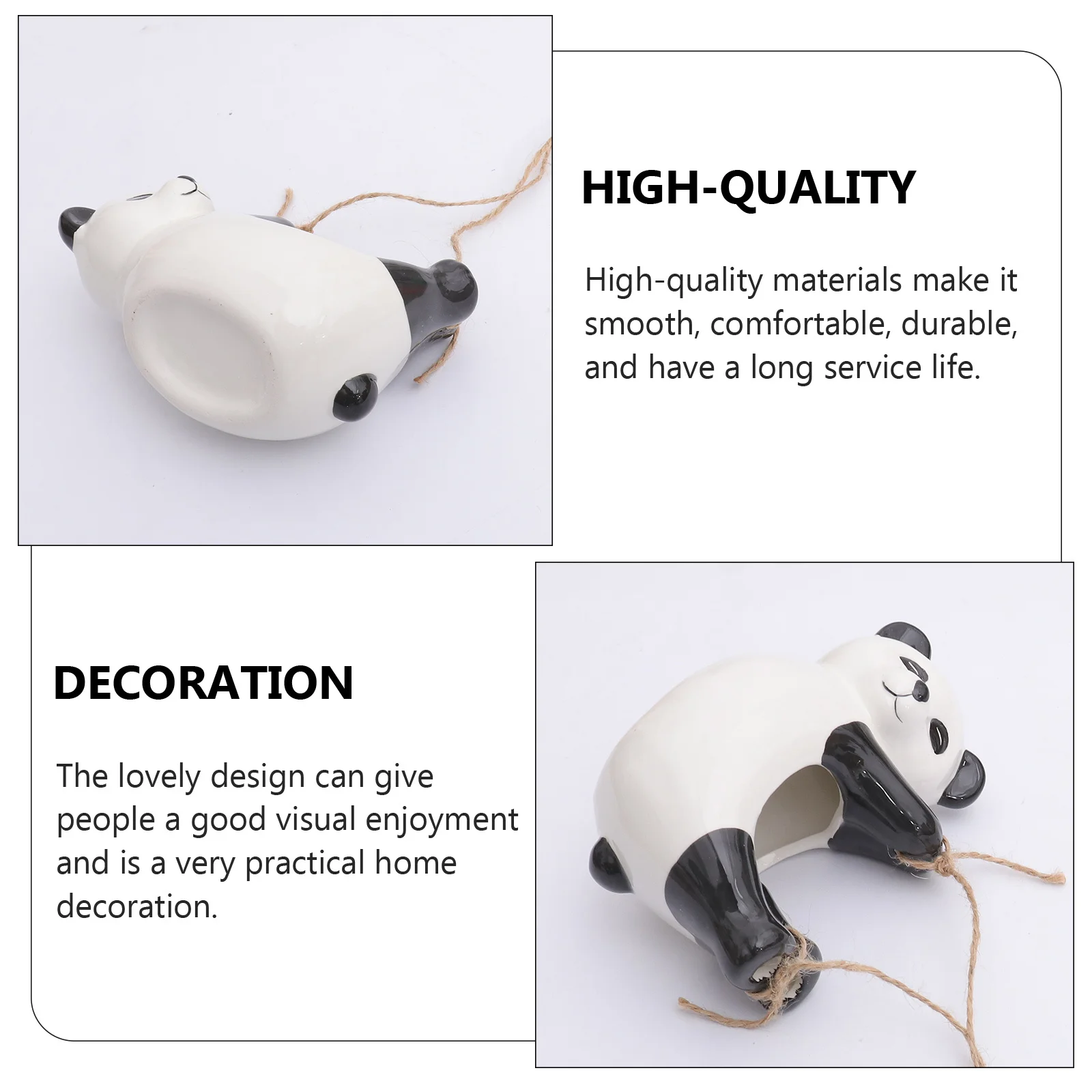 

1Pcs Panda Hanging Ceramic Planter Flowerpot Succulent Pot Decorative Bonsai Container Cartoon Shape Animal Pot