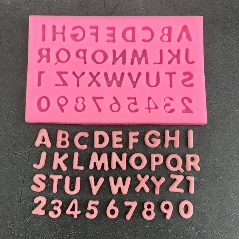 Flexible Silicone Cake Molds Nonstick Baking Molds for Desserts Alphabet Number Silicone Mold Set Mini Letters 0-9 for Cake
