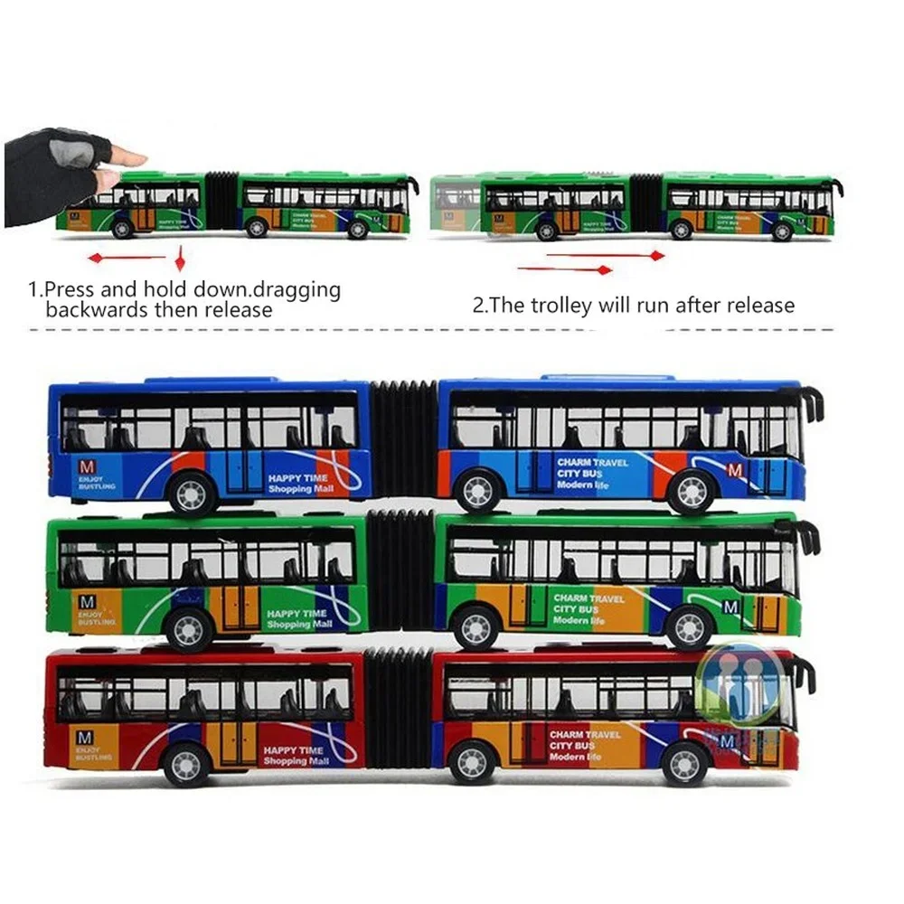 Alloy City Bus Modelo para Crianças, Ônibus Duplo, Diecast Veículos, Brinquedos, Engraçado Pull Back Car, Presentes para Crianças, Novo