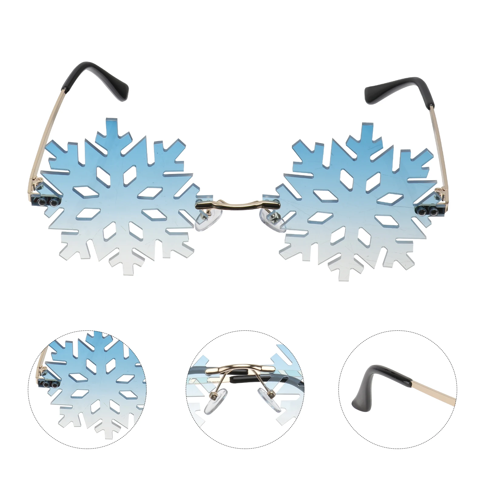 

1pc Unique Snowflake Lenses Sunglasses Frameless Funny Eyeglasses For Party Decor Blue