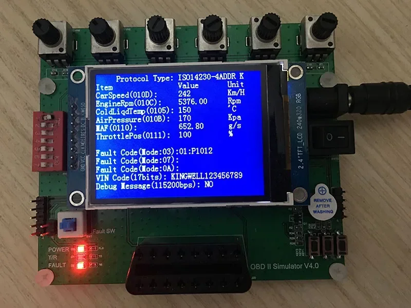 Vehicle OBD Simulator ECU J1939 Simulator ELM327 Testing and Development