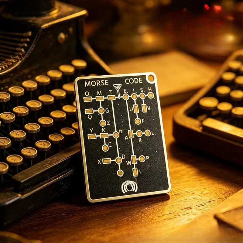 Morse Code Trainer Card with LED Light, Educational Learning Tool for Beginners, Portable Practice Flashcard Set for Radio