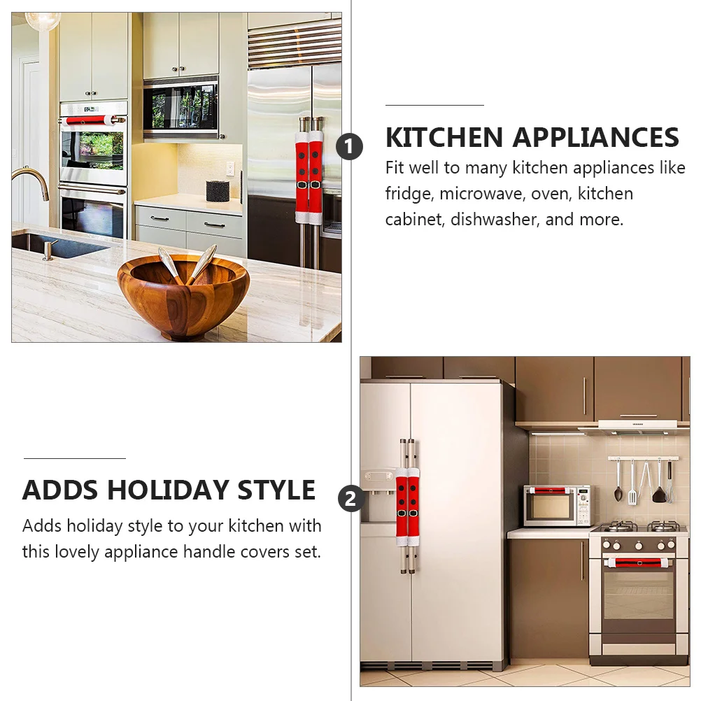 

6Pcs Refrigerator Dishwasher Handle Gloves Christmas Decor for Kitchen Appliances Easy to Clean and Use Christmas Handle Gloves