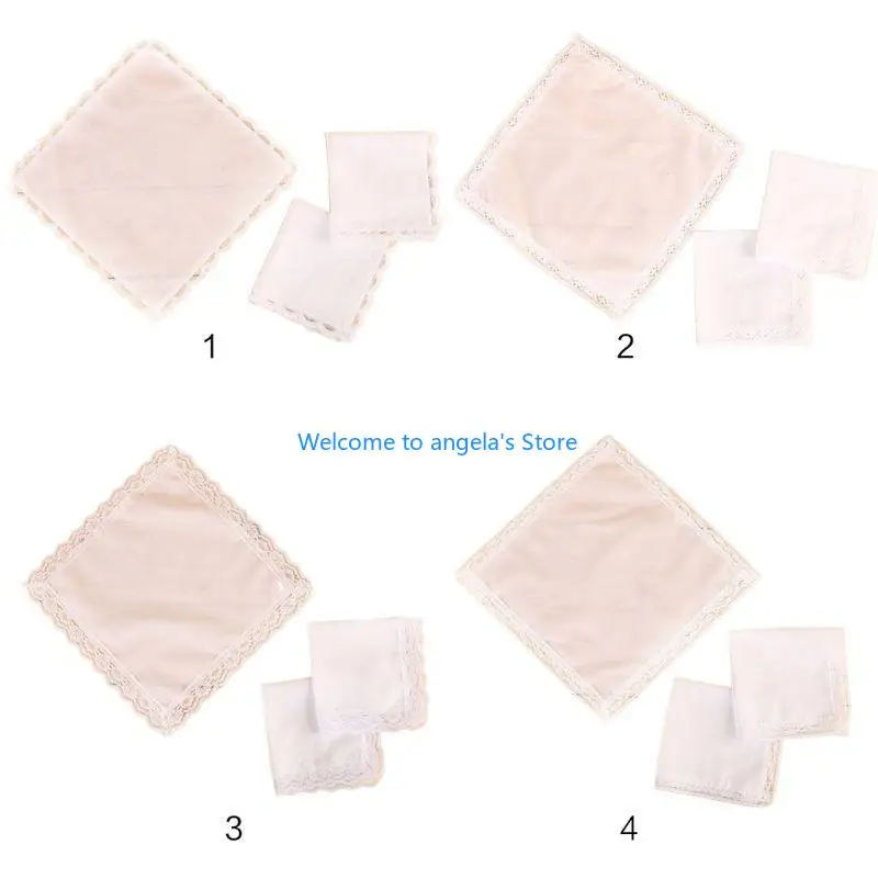 

X4yc 25x25cm Ladies Plain White Floral Crim