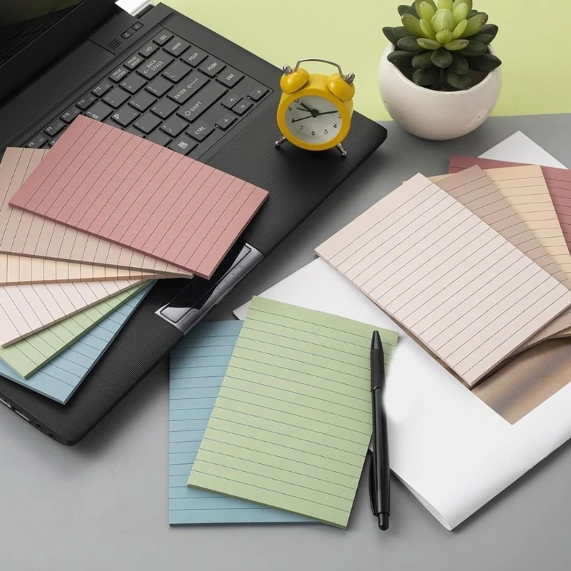 2025 ใหม่ 8 พีซีกาวบันทึกบันทึกสีย้อนยุค Notepads เรียงรายติดอยู่โน้ตง่าย ๆ
