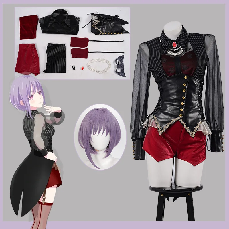 

)(*FANCY COS NEW SEXY!!!! Nyamu Yūtenji COS Anime BanG Dream! Amoris COS Costume Wig Sexy Woman Dress Suit Halloween Party