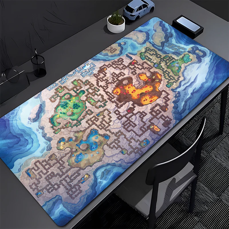 Mouse Pad PC Gamer Cabinet Mousepad Laptop Game World Map And Terrain Keyboard Pad Cartoon Anime Clouds Extended Desk Mouse Mat
