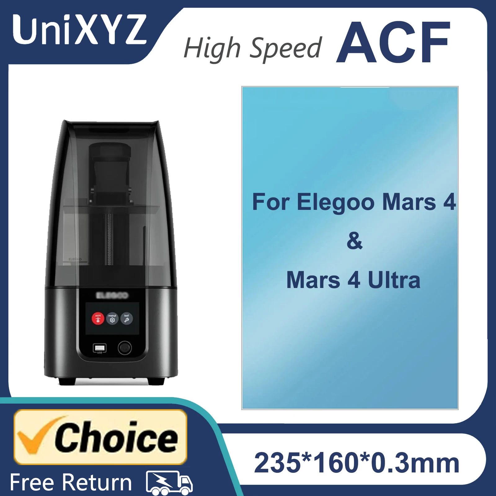 7 Inch High Speed ACF Release Film for Elegoo Mars 4 Mars 4 Ultra 9K ACF Release Liner Film for LCD MSLA Resin 3D Printer