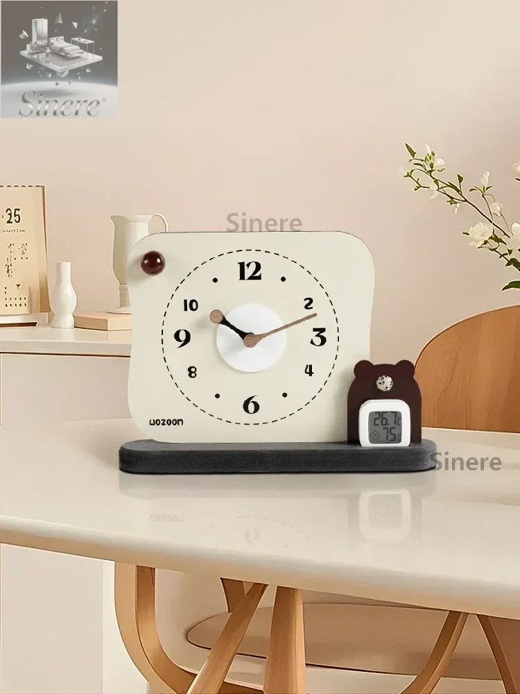 

EMITDOOG entrance temperature and humidity clock ornament home living room decoration creative placement clock