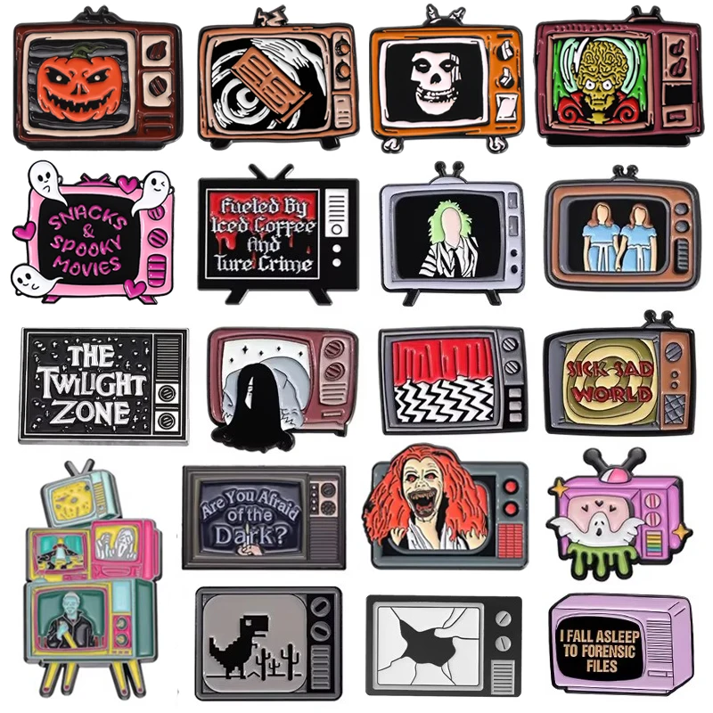 Halloween Horror Television Enamel Pins Punk Gothic Scary Movies Character Metal Brooches Lapel Badge Jewelry Gifts For Friends