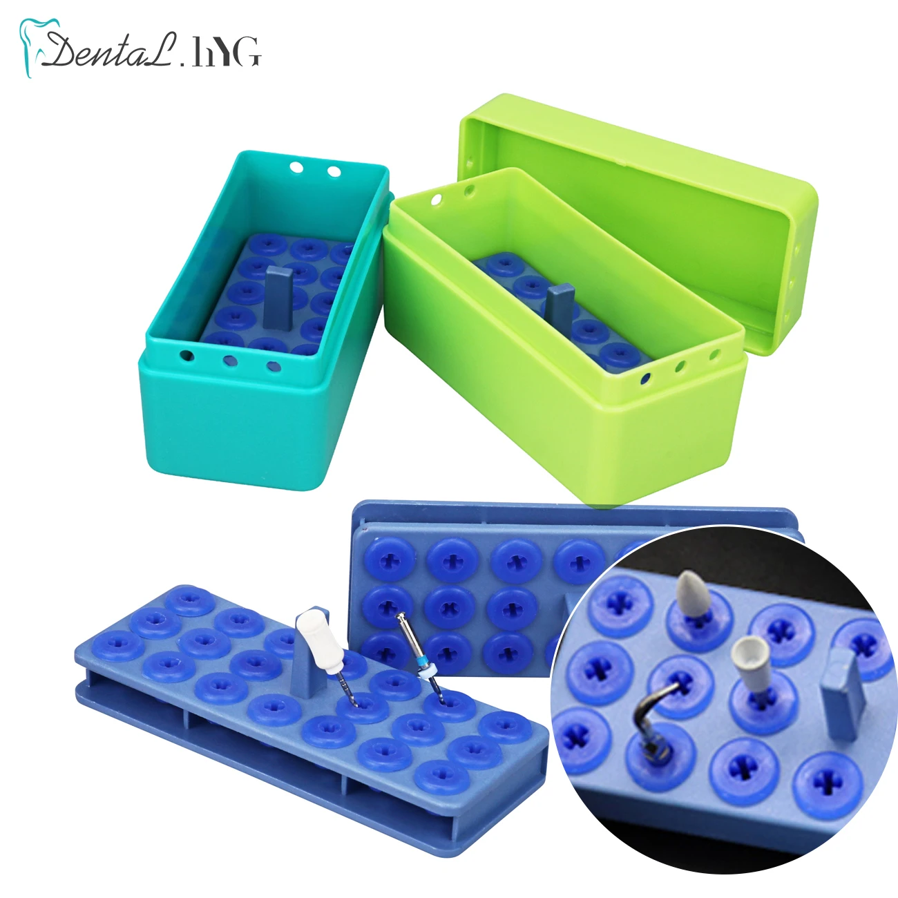 Dental Endodontic Box For  Plastic Endodontic Box Organizer Dentistry Anodized Color 20 Bur Holes Endo Box Sterilization Box