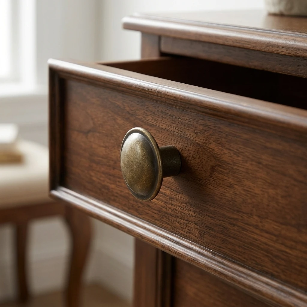 Single Hole Mushroom Knob Drawer Pull Handle In Antique Bronze Finish For Retro And American Country Style Furniture