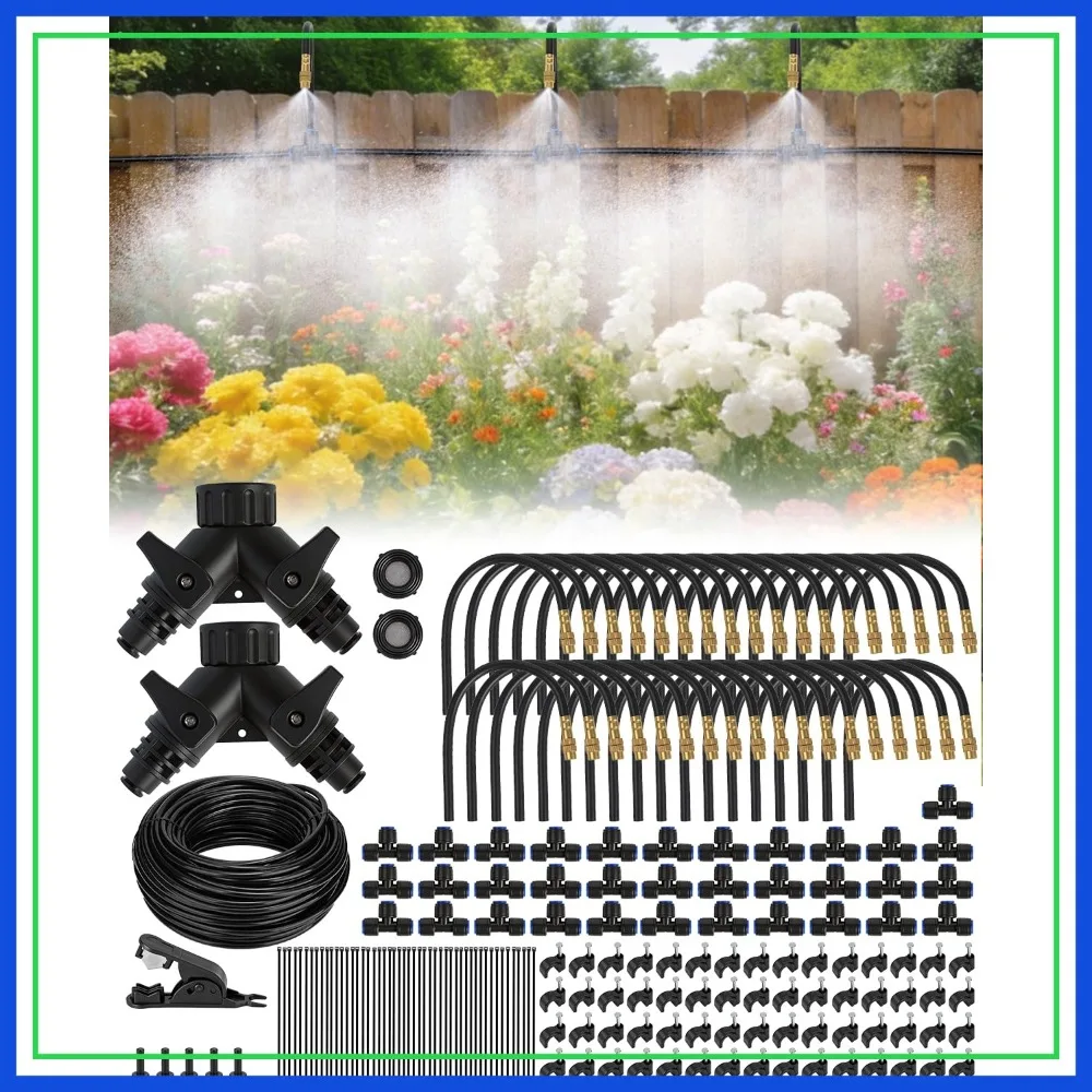 

240FT Drip Irrigation System with 36 Adjustable Nozzles – Quick-Connect for Raised Beds, Lawns, Greenhouses & Cooling