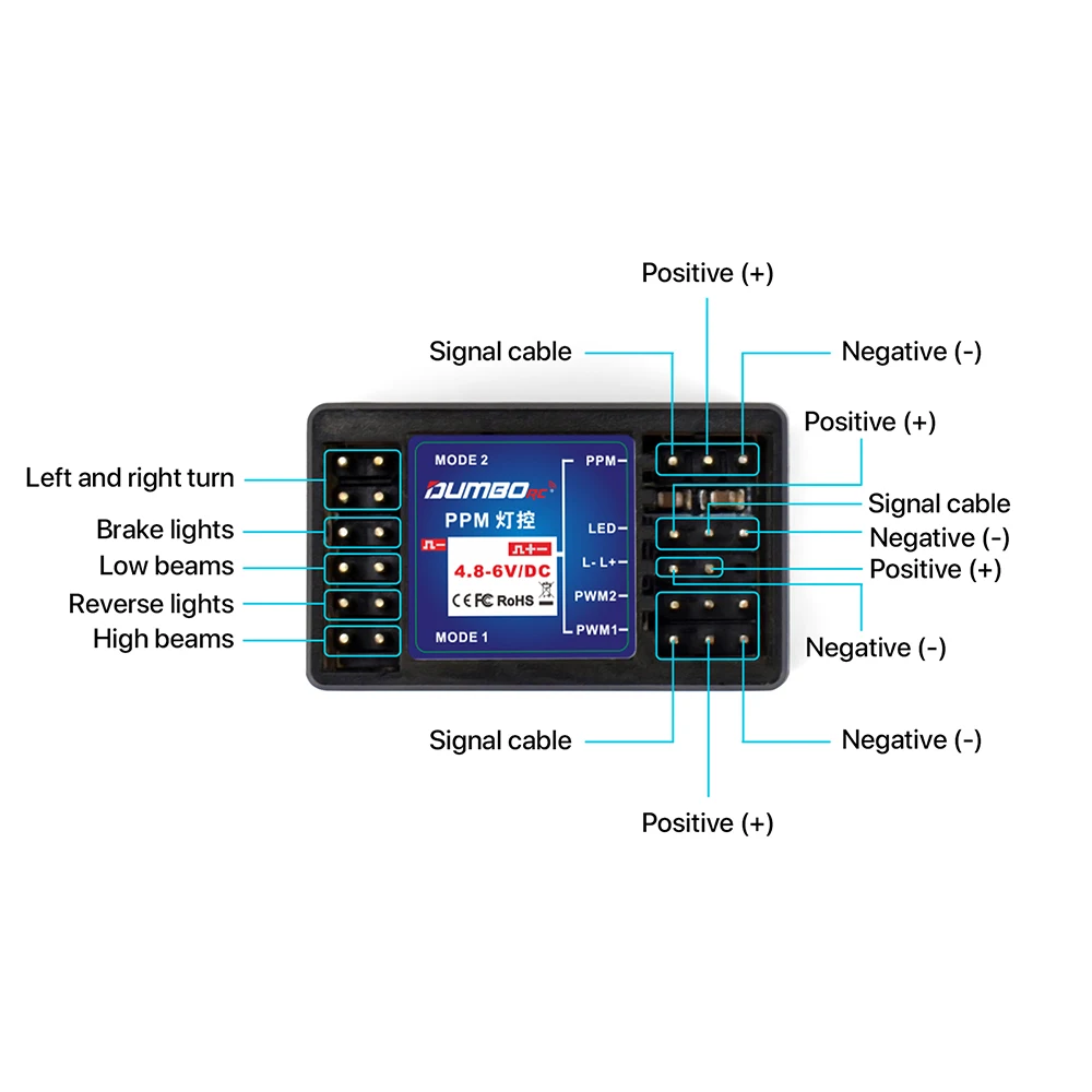 DUMBORC PPM Lichtsystem Lampensteuermodul PPM Simulationslichtregler DC4,8-6V Kompatibel mit verschiedenen LED-Leuchten