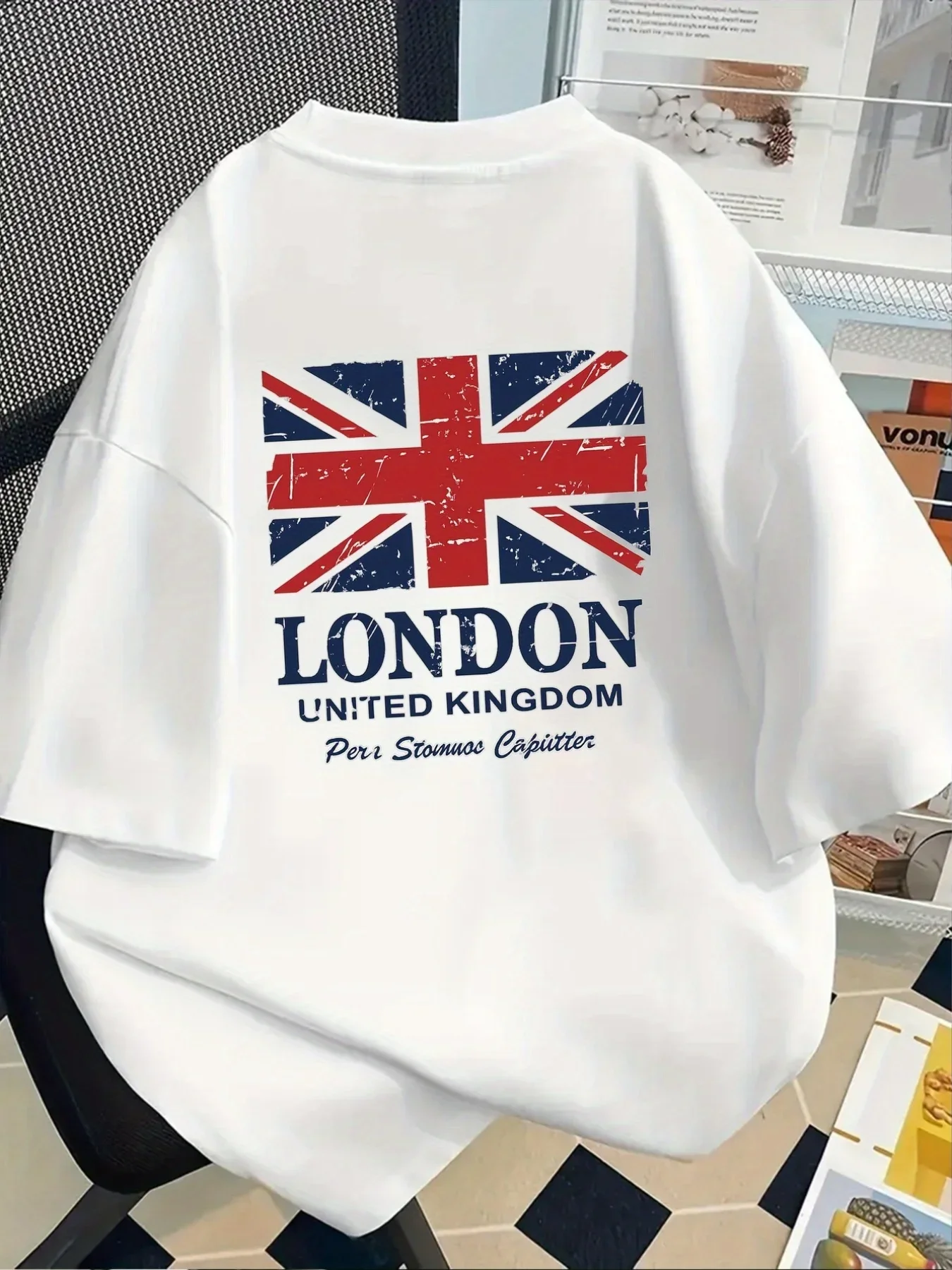 Danqi Yoyo 2026 Men's London Union Jack Print 100% Cotton T-Shirt Summer Casual Short-Sleeve T-Shirt Daily Wear