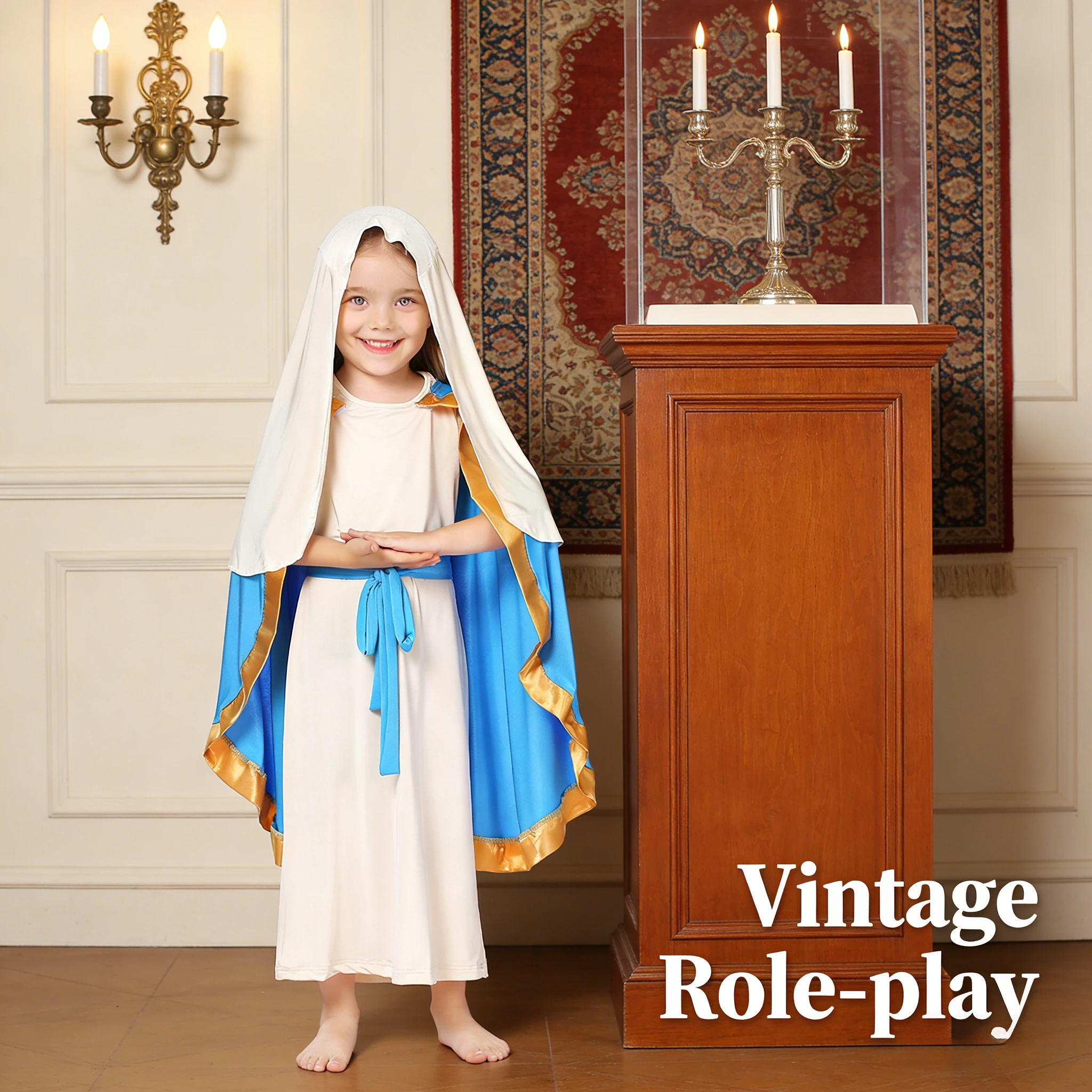 

Костюм пастуха: безрукавная мантия-шаль в древнеевропейском стиле, комплект для родителей и детей, для ролевых игр, косплея, вечеринок