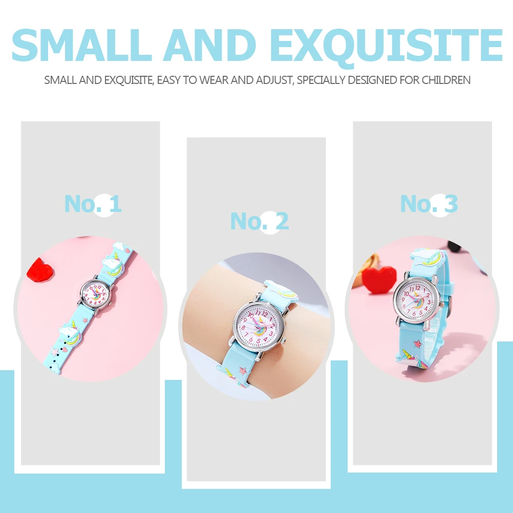

Kids Watches for Girls Unicorn Children's Cartoon 3D Cute Wrist Sky-blue Student