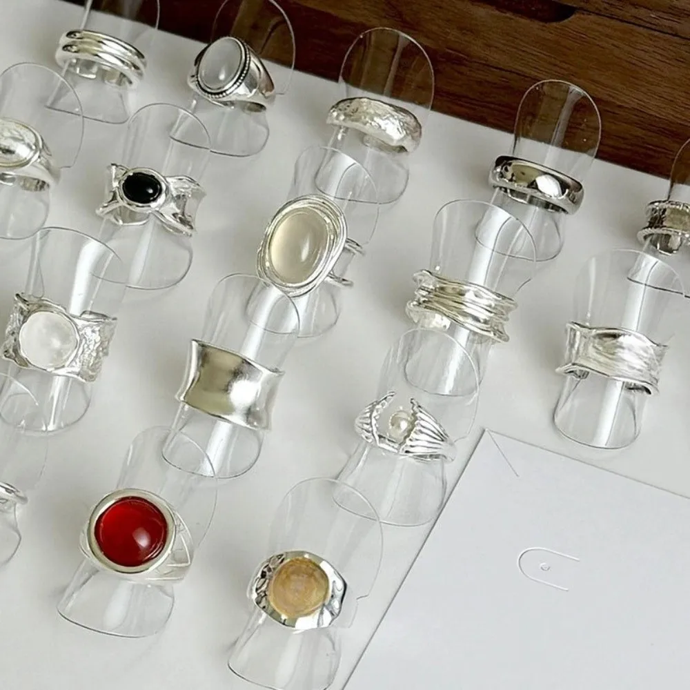 10pcs Plastic Round Sheet Rings Holder Lightweight Transparent Rings Display Stand Stackable Durable Rings Organizer Boutiqu