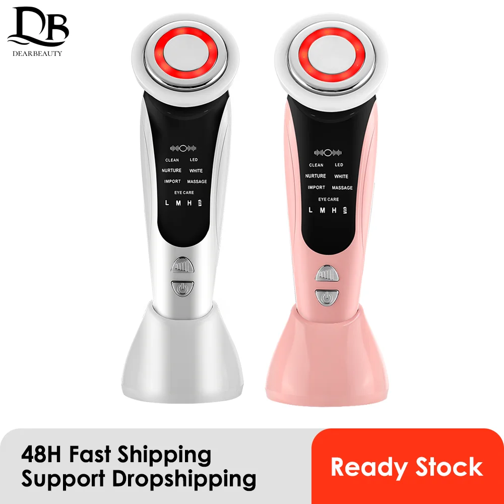 7 em 1 massageador facial ems instrumento de beleza facial com aquecimento por vibração terapia de luz led dispositivo de levantamento facial rejuvenescimento da pele