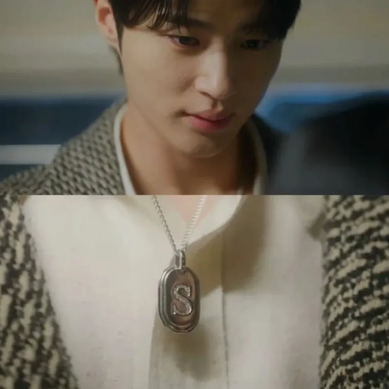 Korean drama, wearing the same necklace as Shanzai, simple letters, couple, men and women, accessories