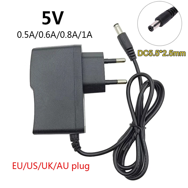 5V AC to DC Adaptor Converter Power Adapter Supply 5 Volt 0.5A 0.6A 0.7A 0.8A 1A 500mA 600mA 800mA EU US UK AU Plug Adaptador