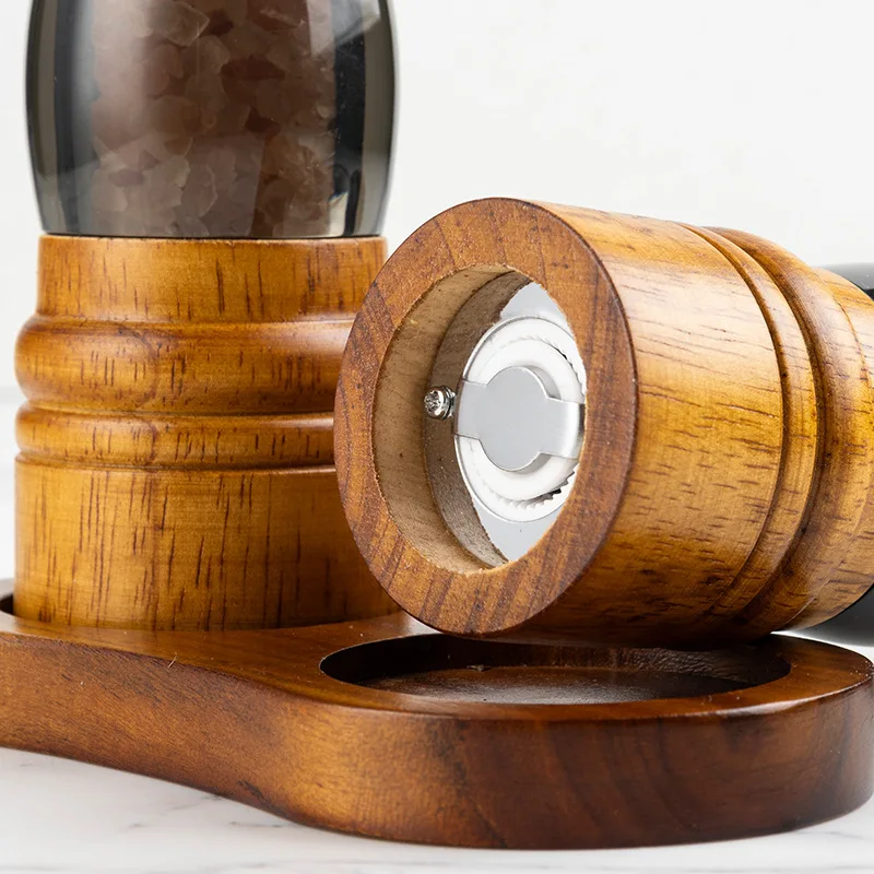 Acacia Wood Manual Grinder Natural Solid Wood Retro Design Uniform Grinding for Coffee and Spices Kitchen Essential