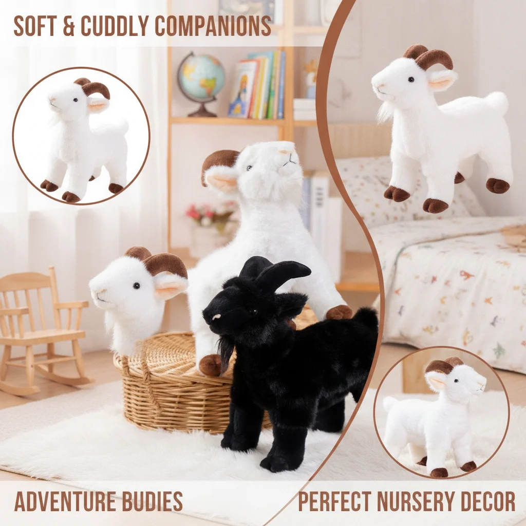 Soft Fluffy 18/30cm Baby Goat Plush Doll Horned Sheep PP Cotton Toy Cute Keychain for Kids And Adults