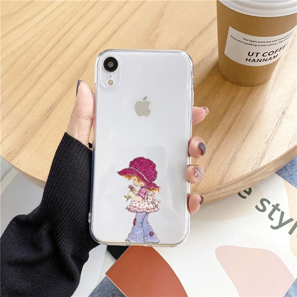 S-Sarah Kay Little_Girl Phone Case For Iphone 15 11 13 14 Pro Max 7 8 Plus X Xr Xs Max Se2020 12mini Transparent Cover