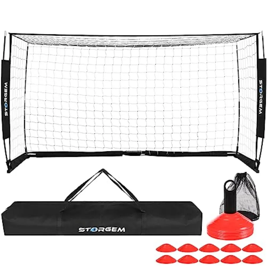 

Soccer Goal, Soccer Net, Soccer Goals for Backyard, with Bow Frame, Collapsible Metal Base and 15 Training Cones