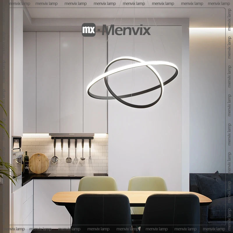 Imagem -04 - Menvix-led Anéis Circle Hanging Chandelier Modern Pendant Lamp Luminária Interior Loft Branco Sala de Estar Sala de Jantar Cozinha