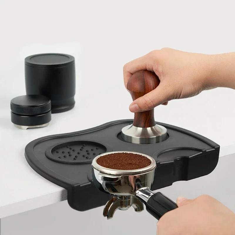 Almohadilla de café en polvo, estación de compactación de silicona antideslizante, estera de Espresso para el hogar, herramientas de Barista, accesorios negros, suministros de cocina