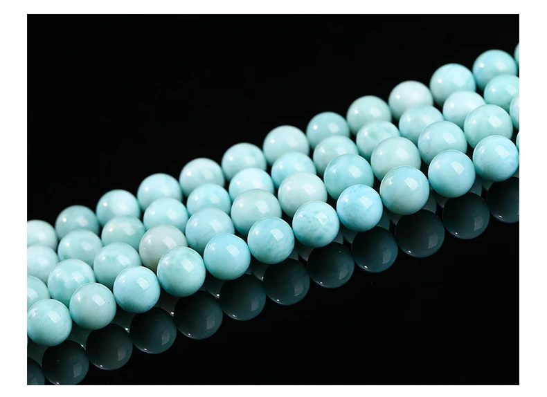 3A Natürliche Dominica-Larimar-Steinperle, glatt, rund, lose Distanzperle, Meeres-Edelstein für Schmuckherstellung, DIY-Armband-Zubehör – Detail 10