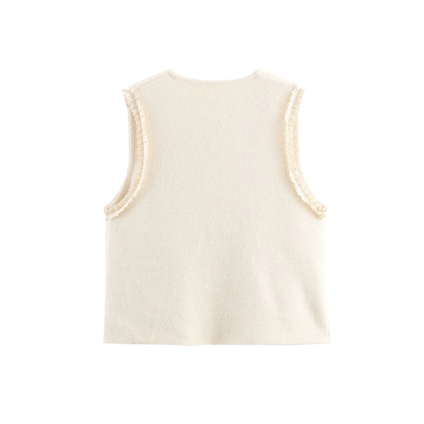 レディーススタイル レース ラウンドネック ニット ノースリーブ オープンカーディガン ベスト 秋 2025 新作 Z 通勤スタイル 無地