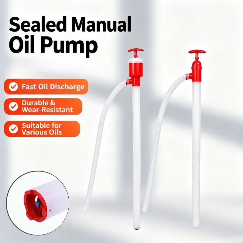 Closed Plastic Manual Siphon Pump Barrel Liquid Extractor for Diesel Engine Oil Kerosene Hand Operated Fuel Transfer Gadget