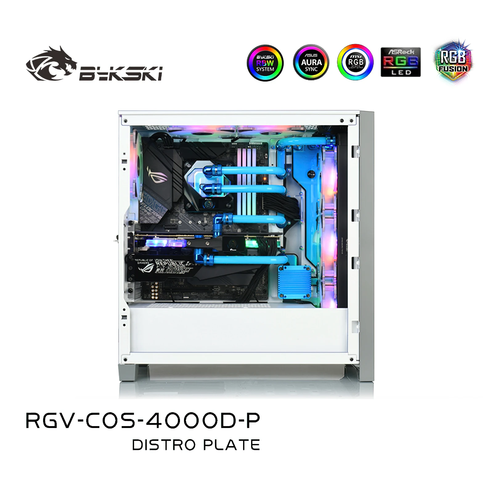 Bykski Distro Plate Water Cooling Kit for CORSAIR 4000D Chassis Case CPU GPU RGV-COS-4000D-P