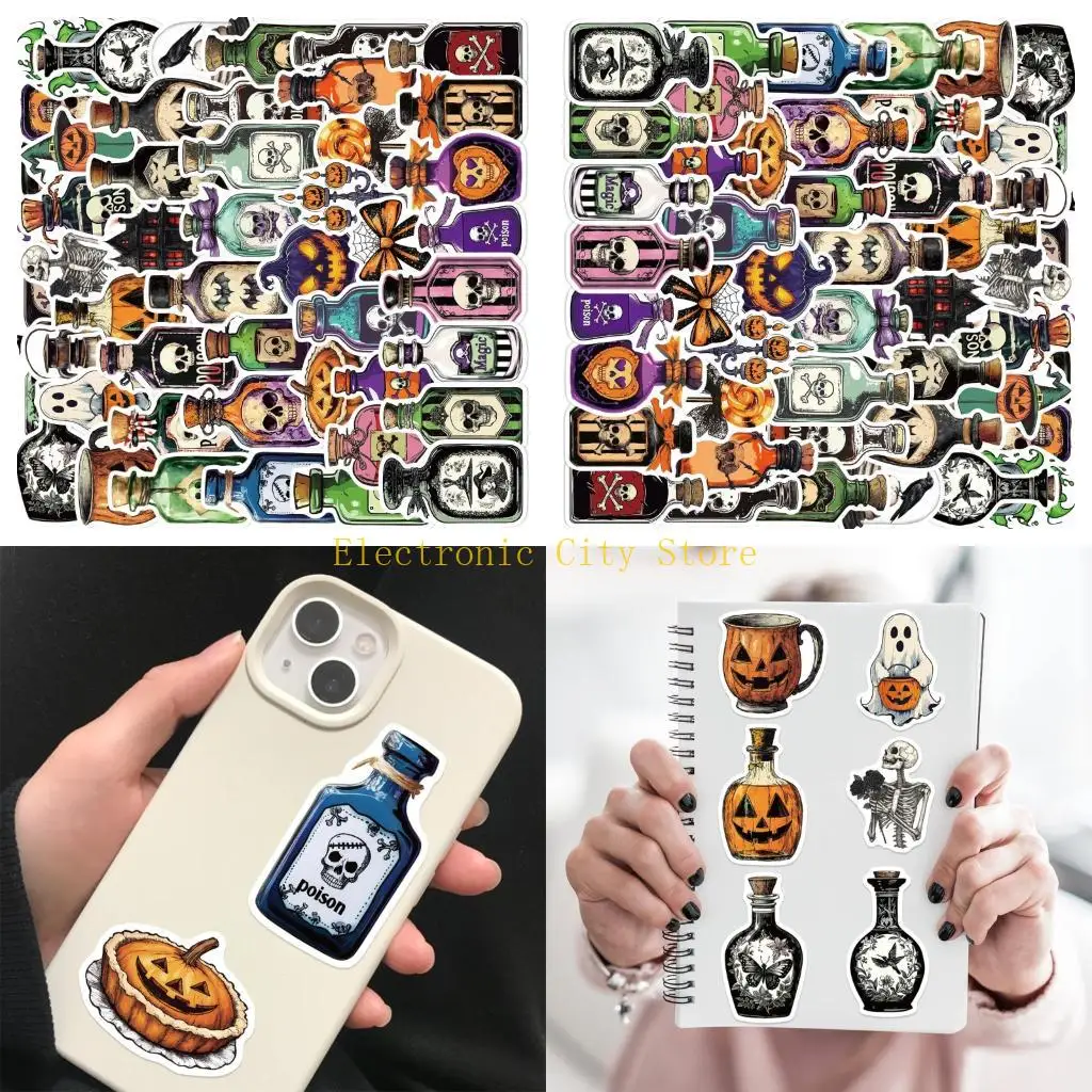 

Halloween Vial Bottle PVC Stickers Labels 50PCS for Electronics Customization HU8D