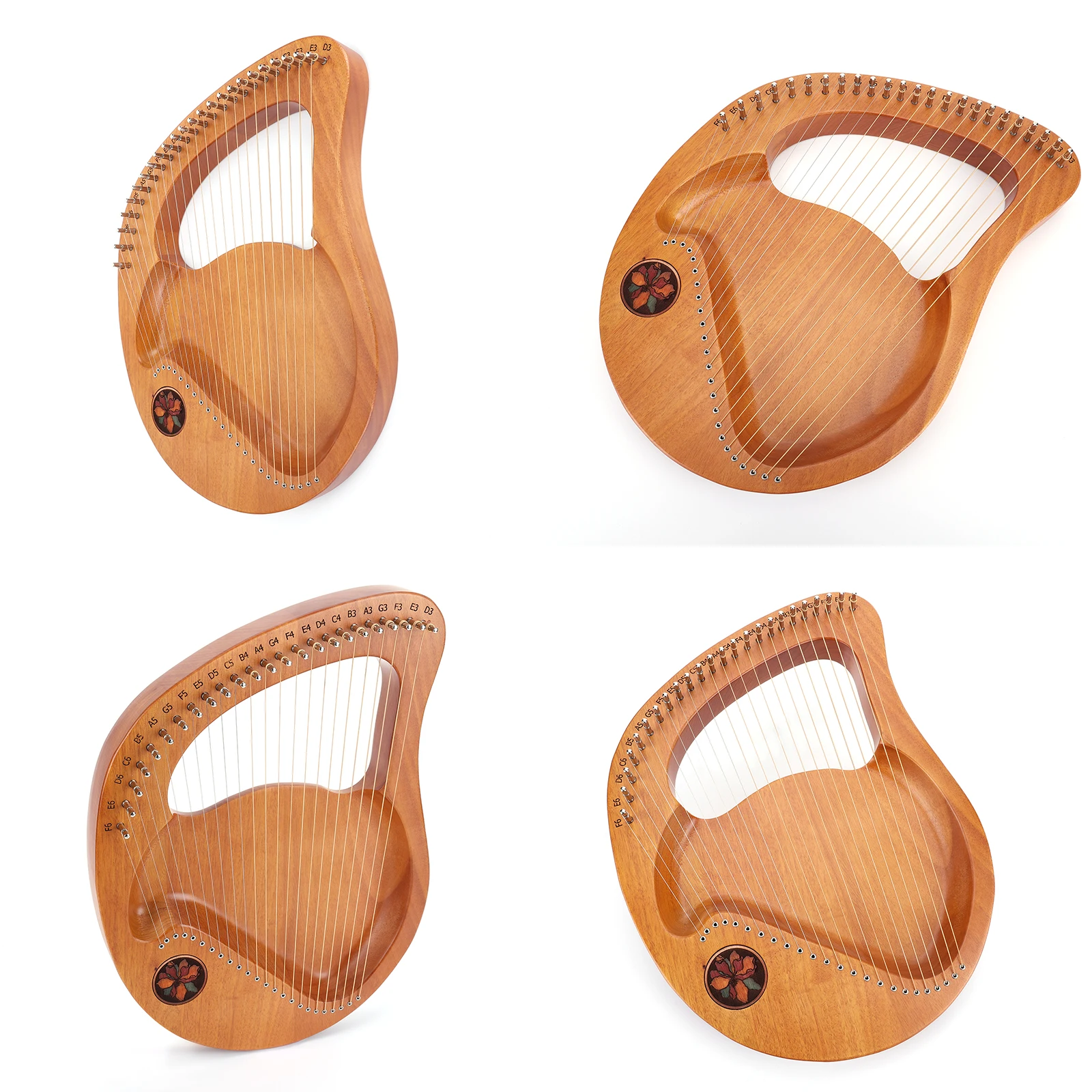 

24-String Lyre Harp with Tuning Wrench Gift for Beginner Musician (Wood Color)