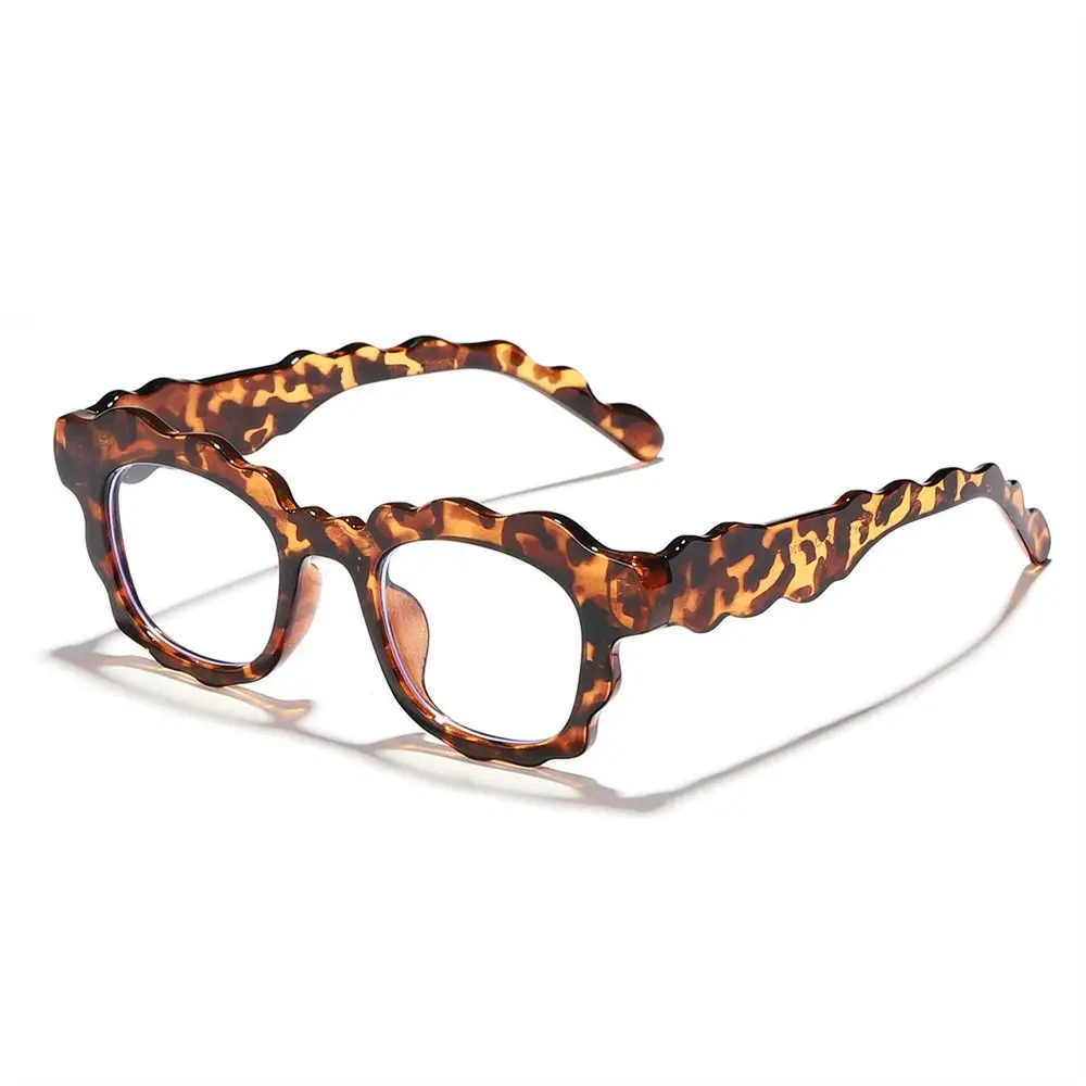 Kacamata sinar biru Anti-UV, kacamata Retro motif macan tutul, kacamata bingkai besar ultra-ringan, kacamata perawatan penglihatan PC cermin datar wanita anak perempuan