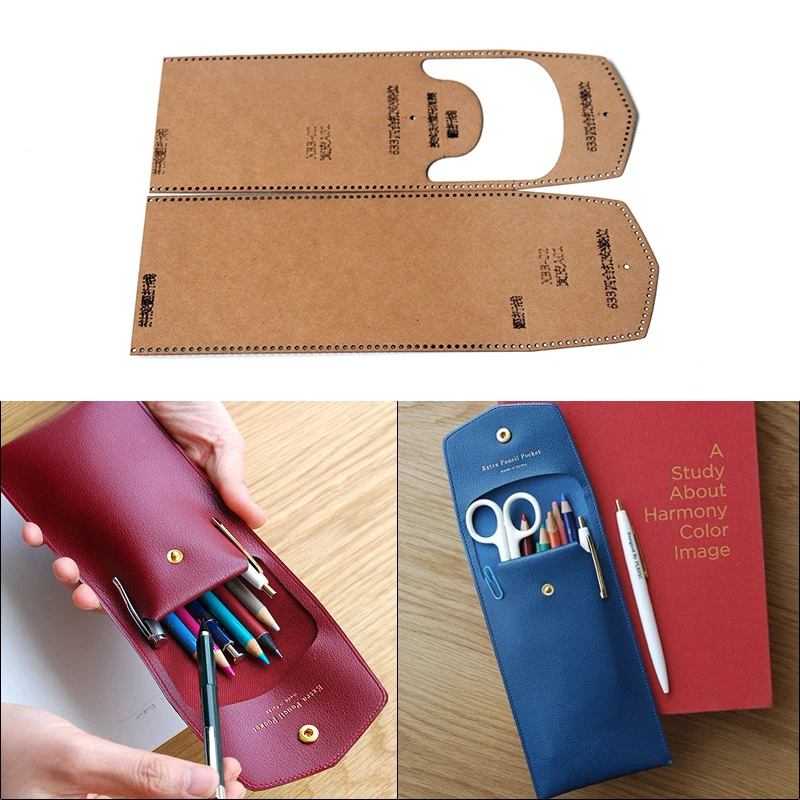 1Set Personalità Portatile Penna Borsa Modello di Cucito FAI DA TE Carta Kraft Borsa di Immagazzinaggio In Pelle Modello di Cucito Mestiere di