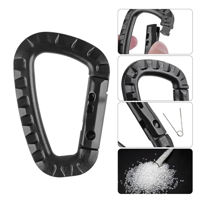 4PCS Tactical Carabiner Plastic Hard Polymer Carabiners D Shape Rings Buckle Clip for Backpack Hanging Camping Outdoor Travel