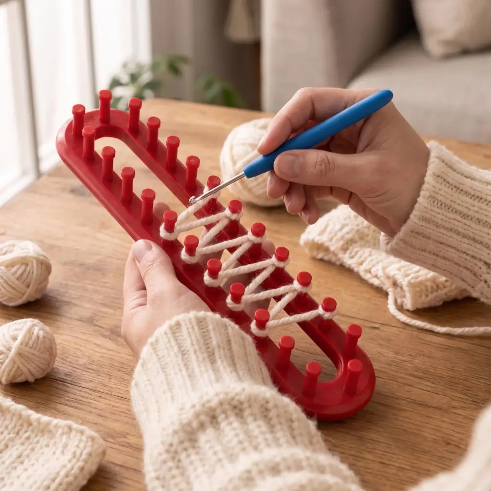 Knitting Loom Kit Blanket Making Loom Long Knitting Loom Hook Set for Beginners Plastic Rectangular Yarn Weaving Diy Hat Scarf