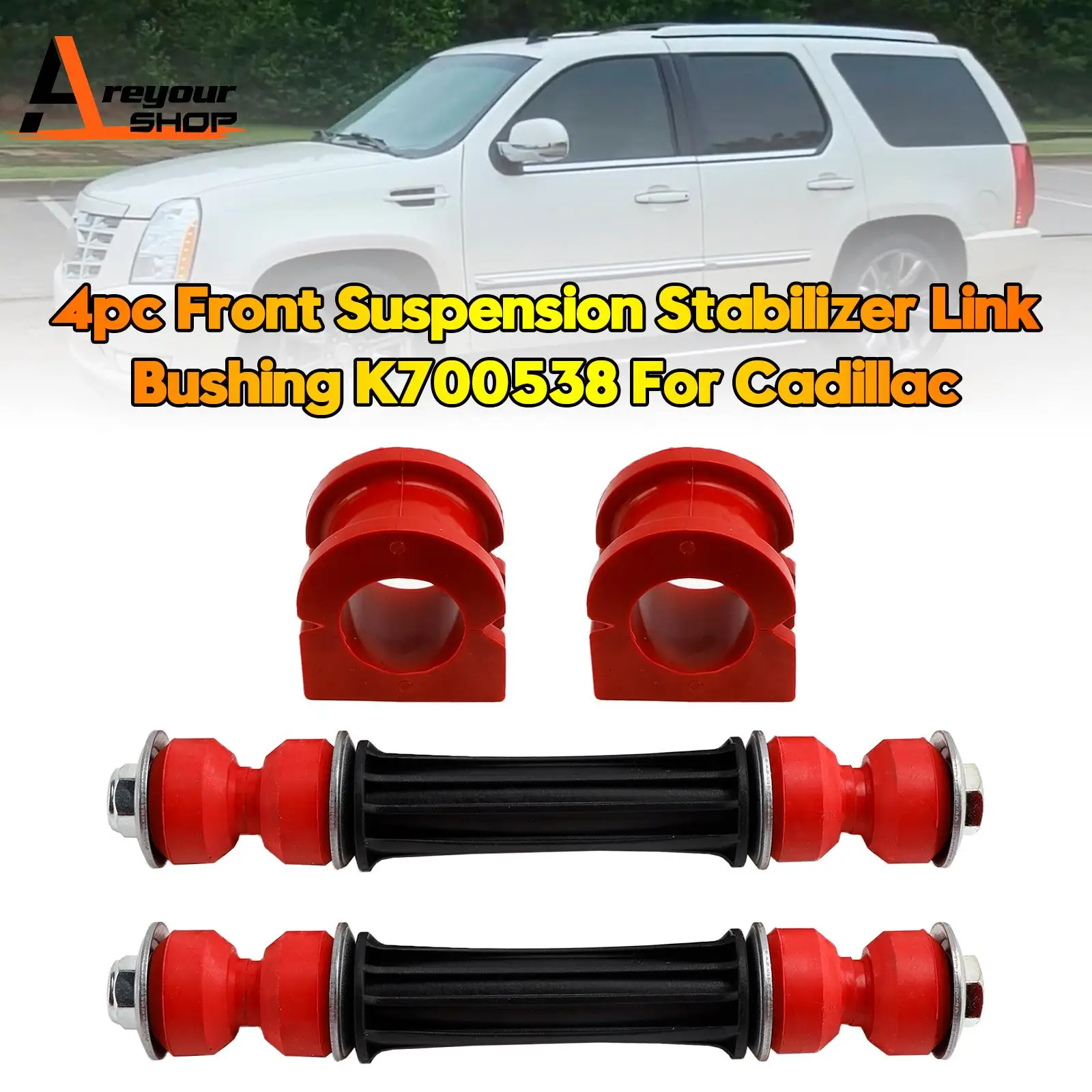 

Areyourshop 4pc Front Suspension Stabilizer Link & Bushing Kit K700538 for Cadillac