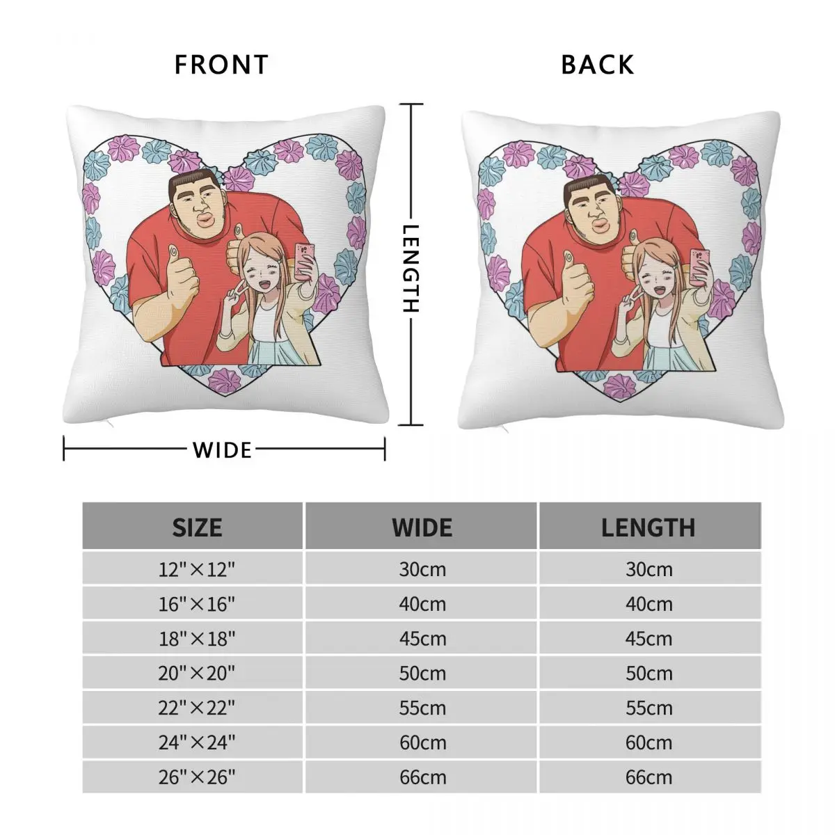 Romantic Anime My Love Story Ore Monogatari Square Pillowcase Cushion Cover Pillow Case Throw Pillow Cover for Home Bedroom Car
