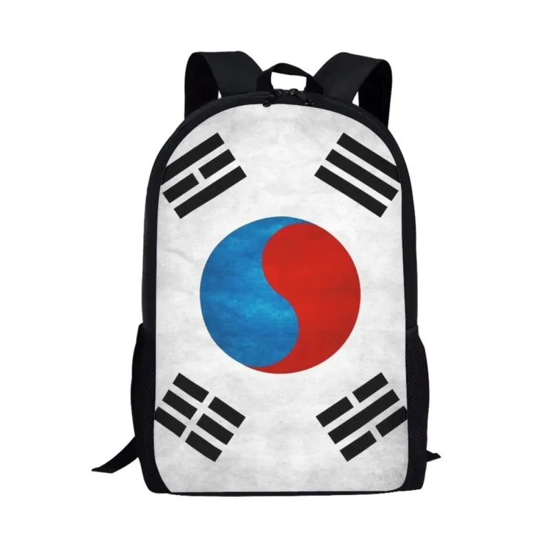 

South Korea Flag Print Backpacks Kids School Bag Girls Boys Multifunctional Book Bags Women Men Teenager Daily Storage Rucksack