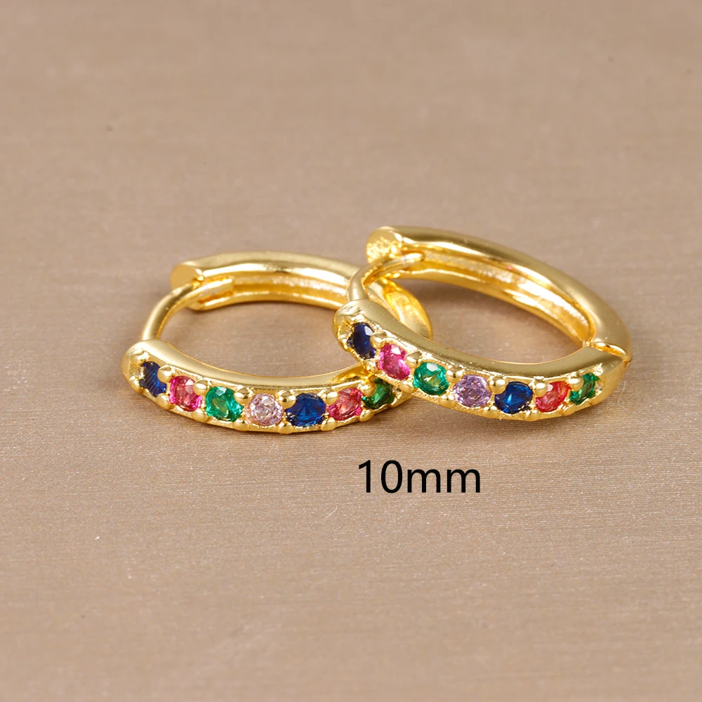 2pcs Stainless Steel Minimal Hoops Earrings for Women Round Circle Punk Helix Tragus Rainbow CZ Huggie Earring Piercing Jewelry