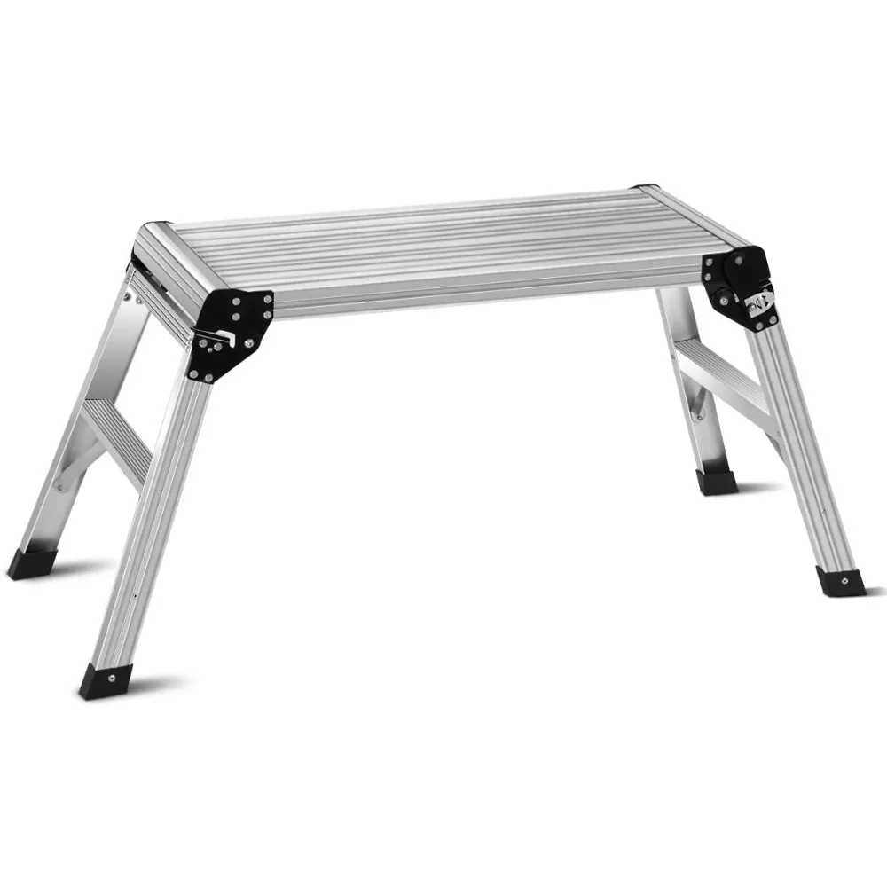 

Aluminum Work Platform, Folding Work Bench with Non-Slip Mats, Portable Bench Step Ladder, Car Wash Step Stool for Painting, Wa