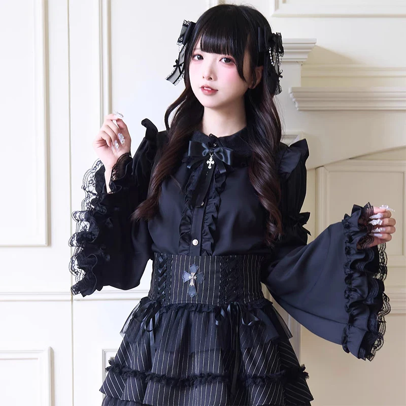 

Kawaii Women Shirts Jirai Kei Lolita Y2k Cute Japanese Style Blouse Elegant Long Sleeve Sweet Tops Casual Aesthetic Shirt 2026